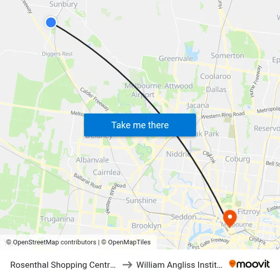 Rosenthal Shopping Centre/Elizabeth Dr to William Angliss Institute Of TAFE map