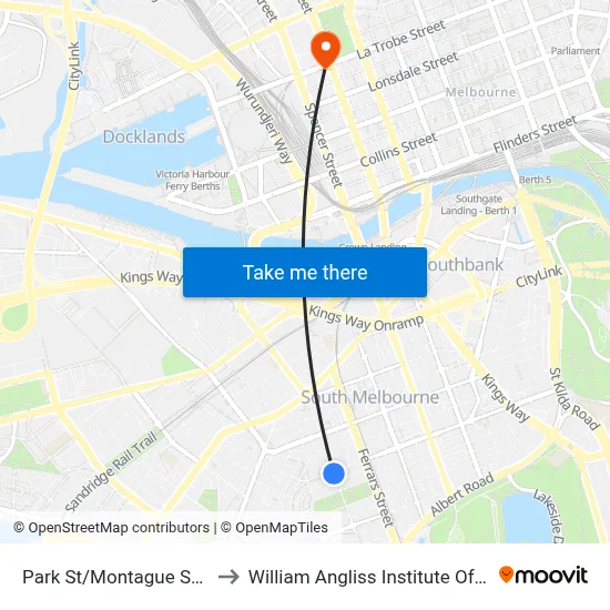 Park St/Montague St #27 to William Angliss Institute Of TAFE map