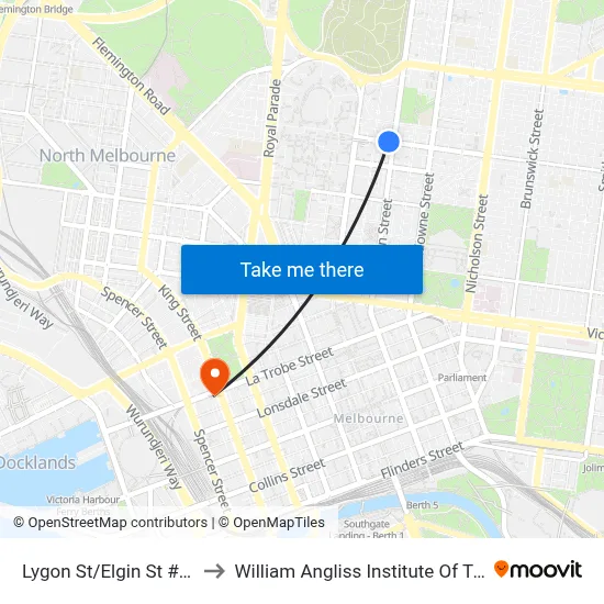 Lygon St/Elgin St #112 to William Angliss Institute Of TAFE map