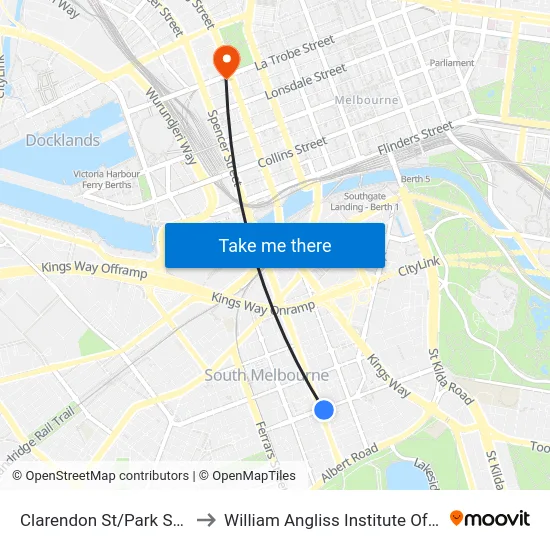 Clarendon St/Park St #24 to William Angliss Institute Of TAFE map