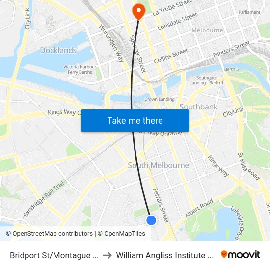 Bridport St/Montague St #28 to William Angliss Institute Of TAFE map