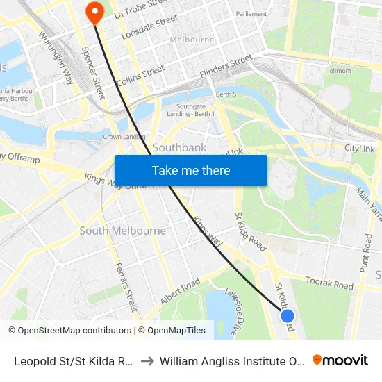 Leopold St/St Kilda Rd #24 to William Angliss Institute Of TAFE map