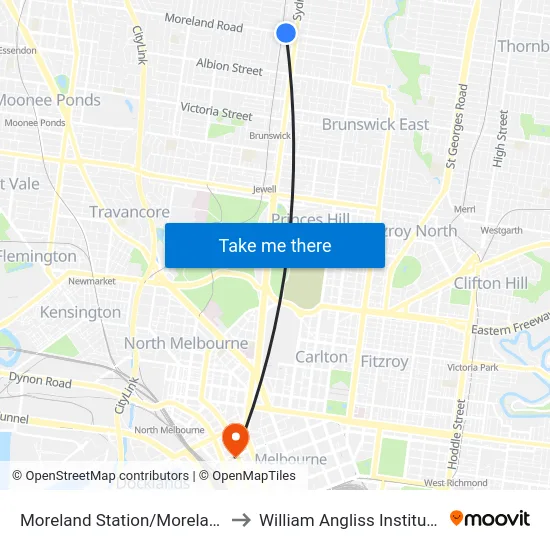 Moreland Station/Moreland Rd #133 to William Angliss Institute Of TAFE map