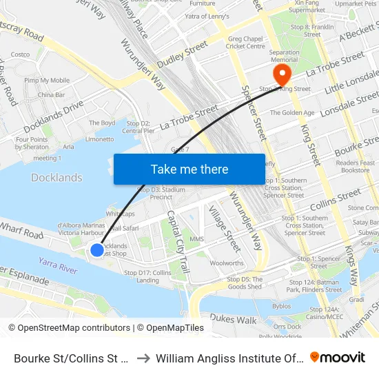 Bourke St/Collins St #D18 to William Angliss Institute Of TAFE map