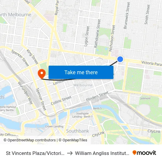 St Vincents Plaza/Victoria Pde #12 to William Angliss Institute Of TAFE map