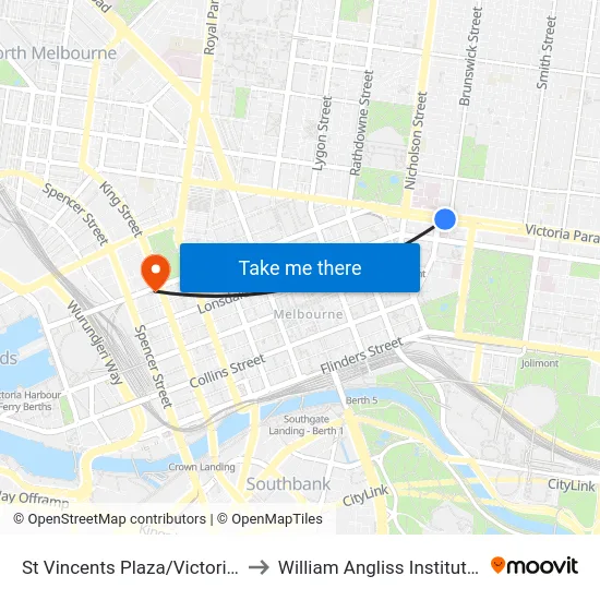 St Vincents Plaza/Victoria Pde #12 to William Angliss Institute Of TAFE map