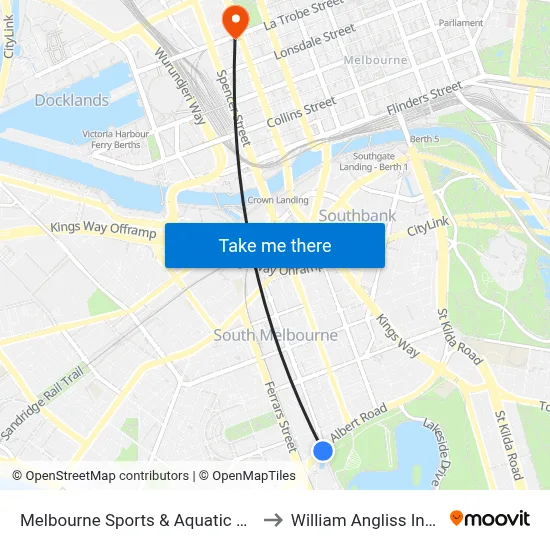 Melbourne Sports & Aquatic Centre/Albert Rd #131 to William Angliss Institute Of TAFE map