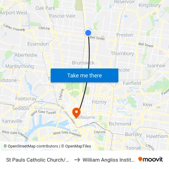 St Pauls Catholic Church/Sydney Rd #35 to William Angliss Institute Of TAFE map