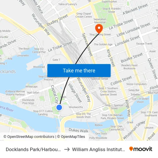 Docklands Park/Harbour Esp #D4 to William Angliss Institute Of TAFE map