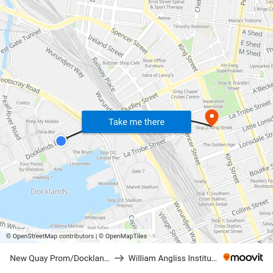 New Quay Prom/Docklands Dr #D10 to William Angliss Institute Of TAFE map
