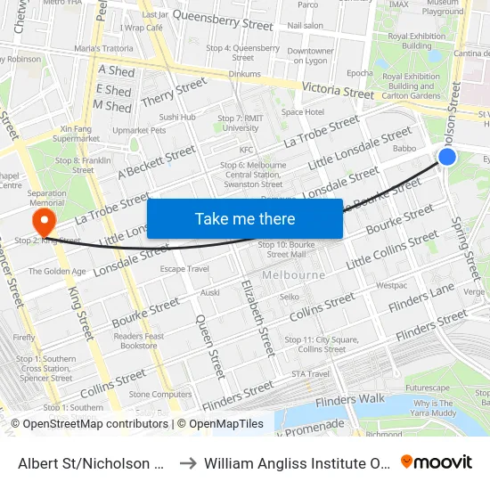 Albert St/Nicholson St #10 to William Angliss Institute Of TAFE map