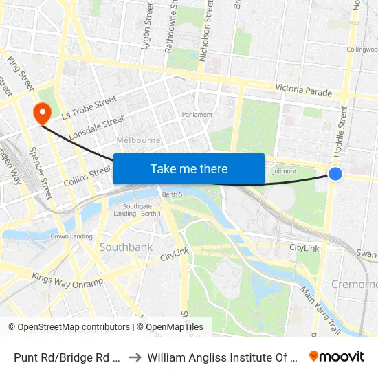Punt Rd/Bridge Rd #14 to William Angliss Institute Of TAFE map