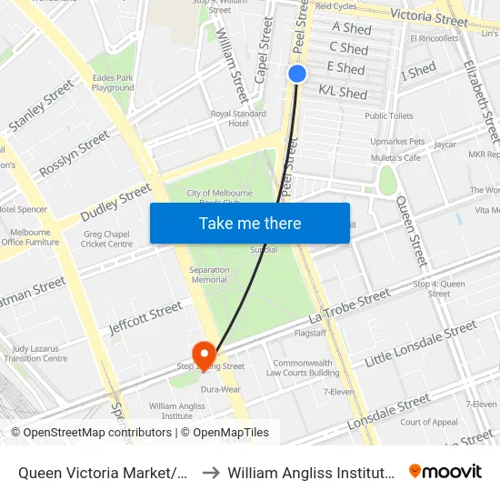 Queen Victoria Market/Peel St #9 to William Angliss Institute Of TAFE map