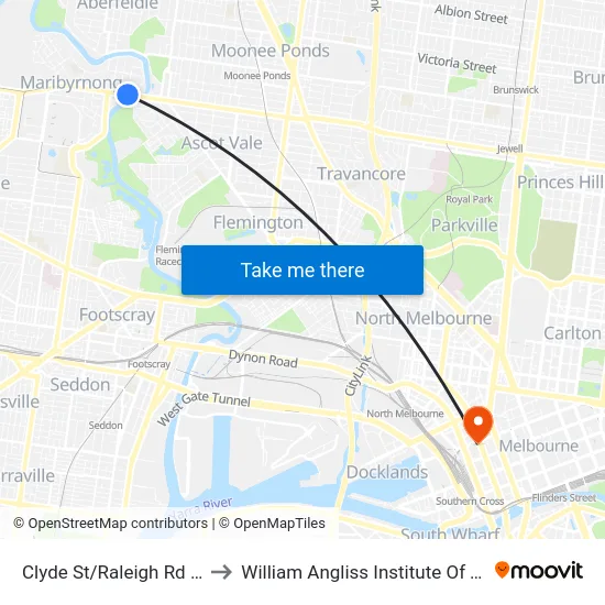 Clyde St/Raleigh Rd #42 to William Angliss Institute Of TAFE map