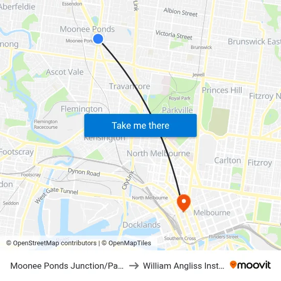 Moonee Ponds Junction/Pascoe Vale Rd #32 to William Angliss Institute Of TAFE map