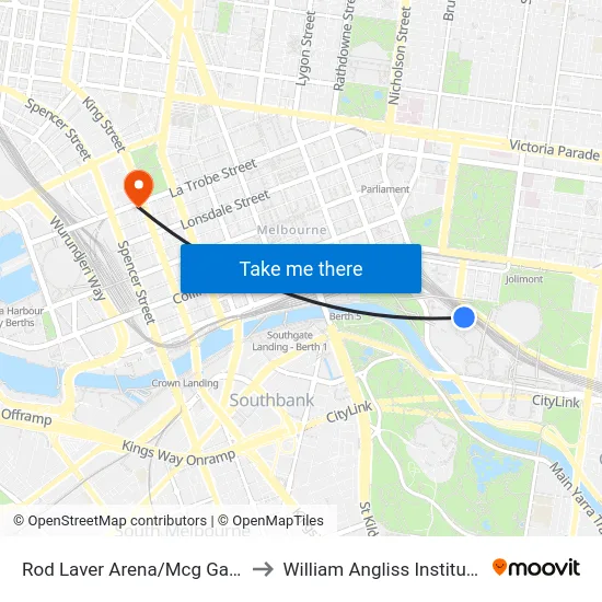 Rod Laver Arena/Mcg Gates 1-3 #7b to William Angliss Institute Of TAFE map