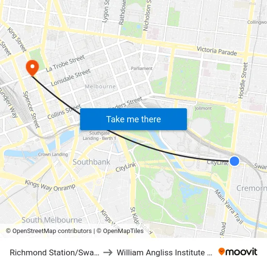 Richmond Station/Swan St #8 to William Angliss Institute Of TAFE map