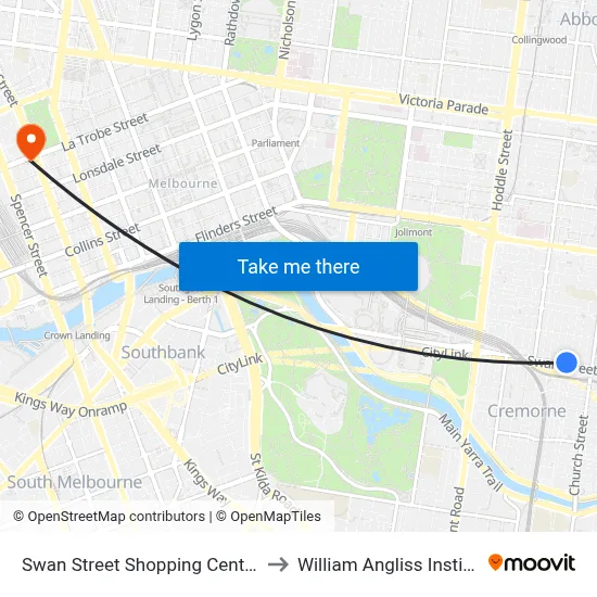 Swan Street Shopping Centre/Swan St #10 to William Angliss Institute Of TAFE map