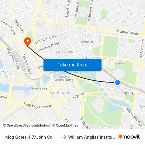 Mcg Gates 4-7/John Cain Arena #7c to William Angliss Institute Of TAFE map