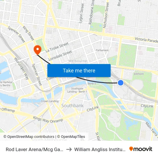 Rod Laver Arena/Mcg Gates 1-3 #7b to William Angliss Institute Of TAFE map