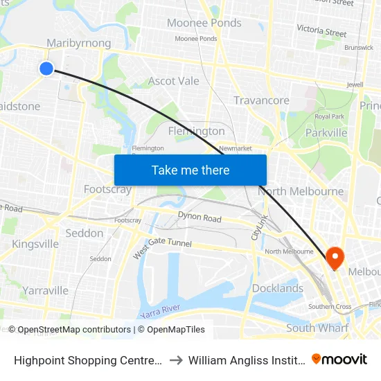 Highpoint Shopping Centre/Wests Rd #49 to William Angliss Institute Of TAFE map