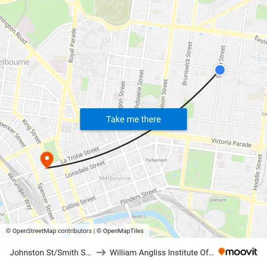 Johnston St/Smith St #19 to William Angliss Institute Of TAFE map