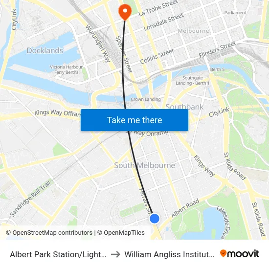 Albert Park Station/Light Rail #128 to William Angliss Institute Of TAFE map