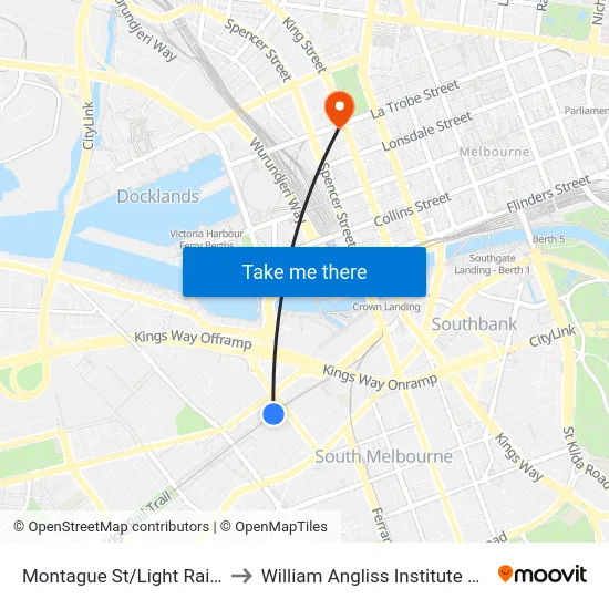 Montague St/Light Rail #126 to William Angliss Institute Of TAFE map