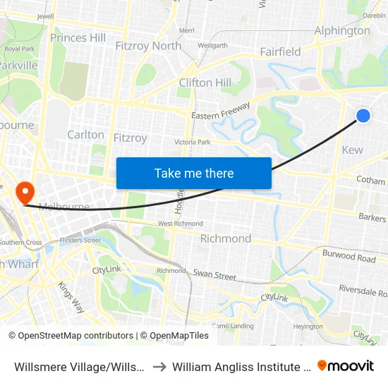 Willsmere Village/Willsmere Rd to William Angliss Institute Of TAFE map
