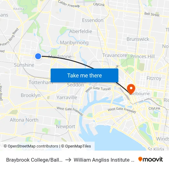 Braybrook College/Ballarat Rd to William Angliss Institute Of TAFE map