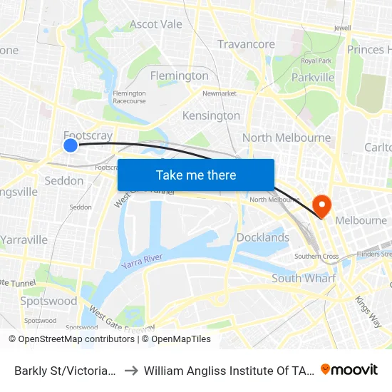 Barkly St/Victoria St to William Angliss Institute Of TAFE map