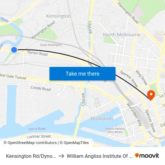 Kensington Rd/Dynon Rd to William Angliss Institute Of TAFE map