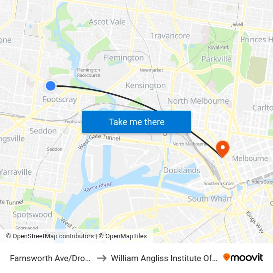 Farnsworth Ave/Droop St to William Angliss Institute Of TAFE map