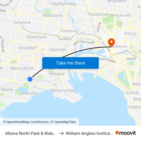 Altona North Park & Ride/Millers Rd to William Angliss Institute Of TAFE map