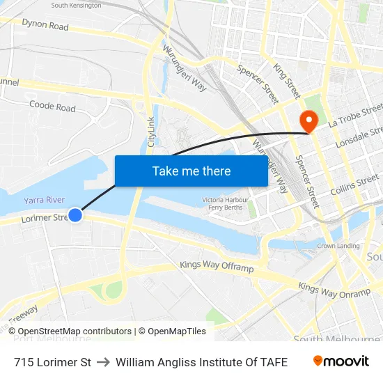 715 Lorimer St to William Angliss Institute Of TAFE map