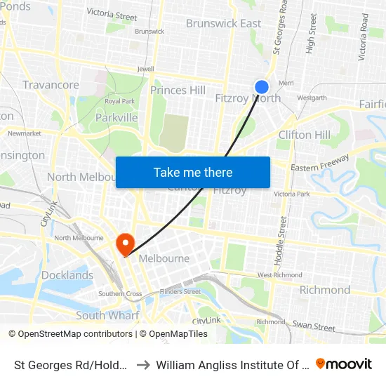 St Georges Rd/Holden St to William Angliss Institute Of TAFE map