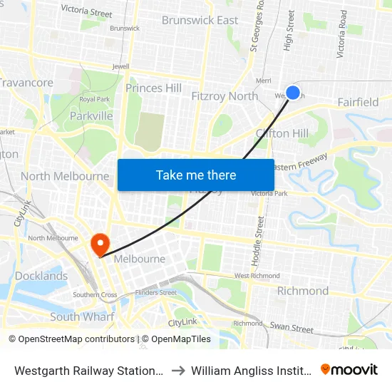Westgarth Railway Station/Westgarth St to William Angliss Institute Of TAFE map