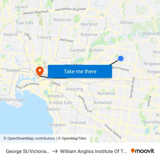 George St/Victoria St to William Angliss Institute Of TAFE map