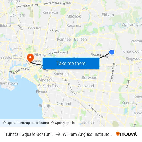 Tunstall Square Sc/Tunstall Rd to William Angliss Institute Of TAFE map