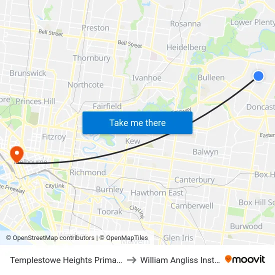 Templestowe Heights Primary School/High St to William Angliss Institute Of TAFE map