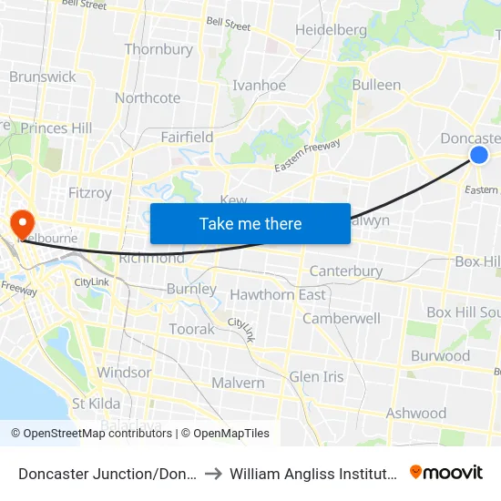 Doncaster Junction/Doncaster Rd to William Angliss Institute Of TAFE map