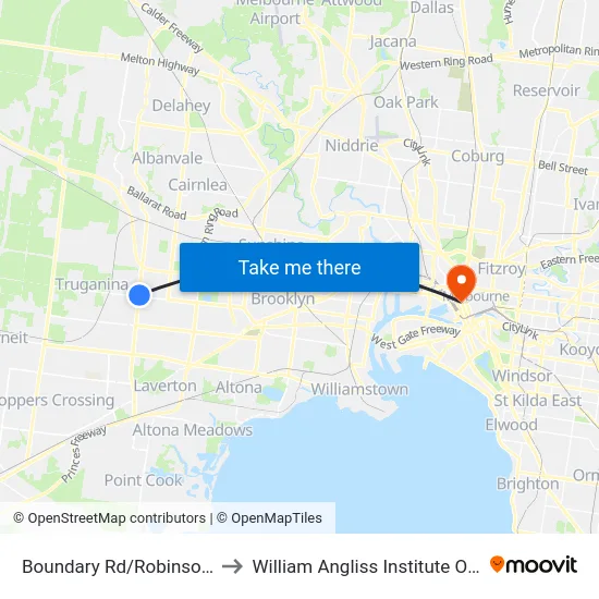 Boundary Rd/Robinsons Rd to William Angliss Institute Of TAFE map