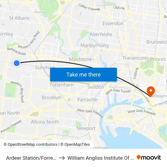 Ardeer Station/Forrest St to William Angliss Institute Of TAFE map