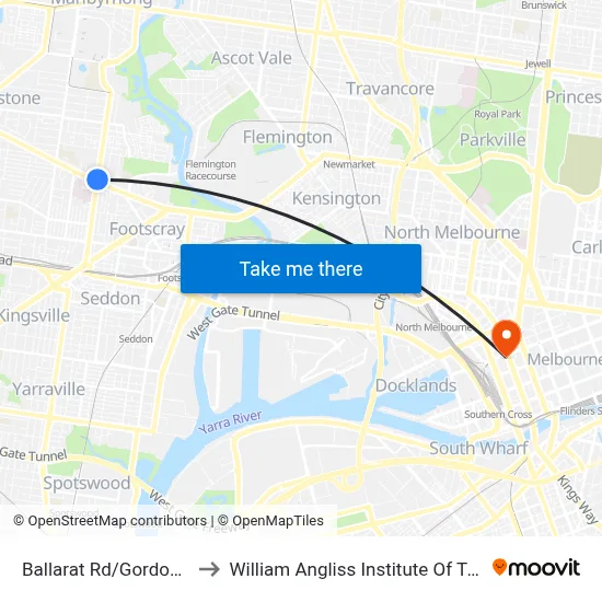 Ballarat Rd/Gordon St to William Angliss Institute Of TAFE map
