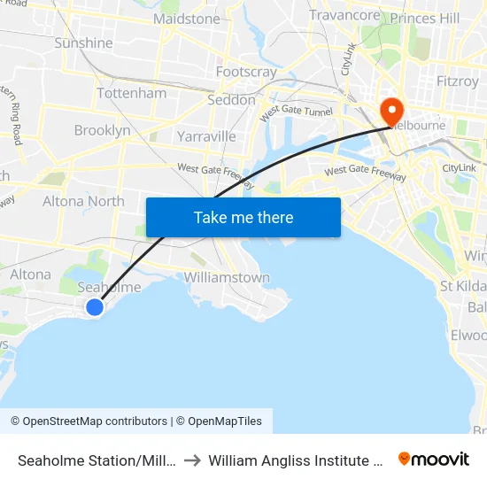 Seaholme Station/Millers Rd to William Angliss Institute Of TAFE map
