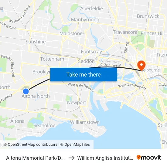Altona Memorial Park/Dohertys Rd to William Angliss Institute Of TAFE map