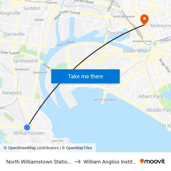 North Williamstown Station/Ferguson St to William Angliss Institute Of TAFE map