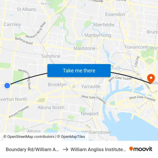 Boundary Rd/William Angliss Dr to William Angliss Institute Of TAFE map