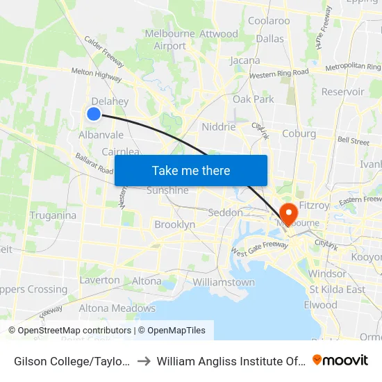 Gilson College/Taylors Rd to William Angliss Institute Of TAFE map