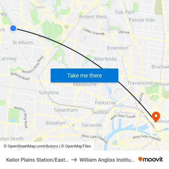 Keilor Plains Station/East Esplanade to William Angliss Institute Of TAFE map